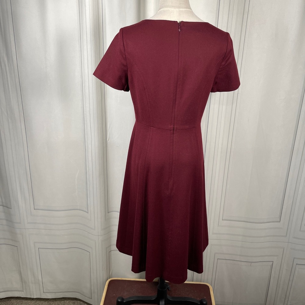 Talbots Burgundy Wool Fit & Flare Dress Size 2 Short‎ Sleeve - Picture 6 of 15